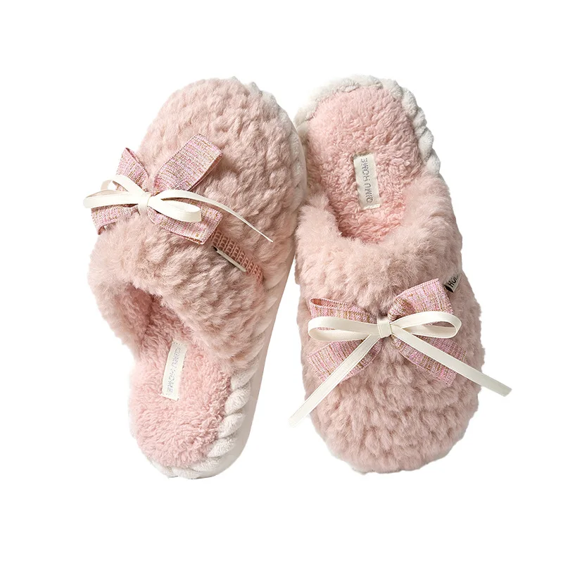 Fairy Style Plush Slippers For Autumn And Winter New Indoor Anti Slip High-End Butterfly Cotton Slippers Wholesale