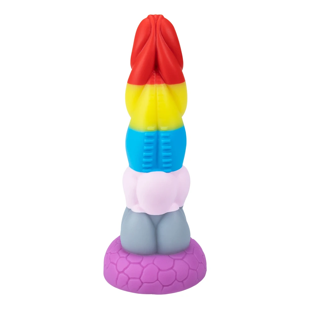 Liquid Silicone Eggless Strong Suction Cup Rainbow Dragon Monster Dildo Anal Plug SM For Men and Women Couples Adult Sex Product