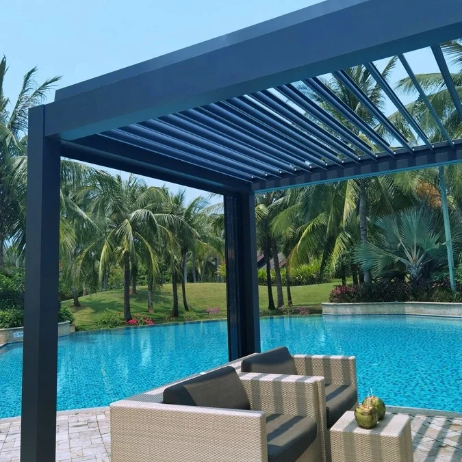 Motorized Louver Roof System Garden Aluminum Gazebo Outdoor Bioclimatic Pergola