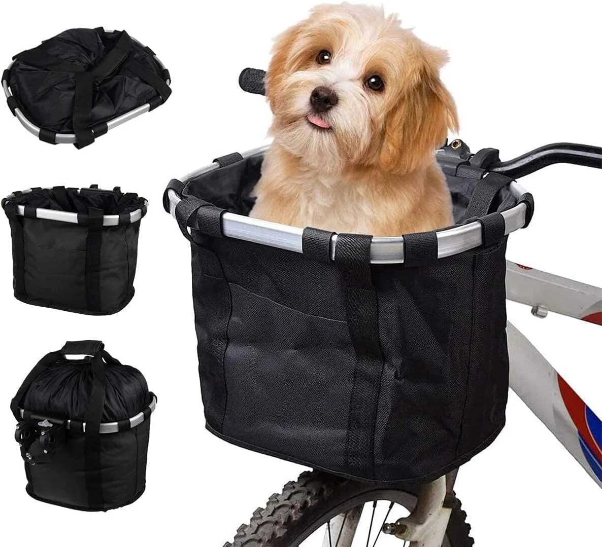 2023 Customization Bike Basket Quick Release Bicycle Basket Folding Small Pet Cat Dog Carrier