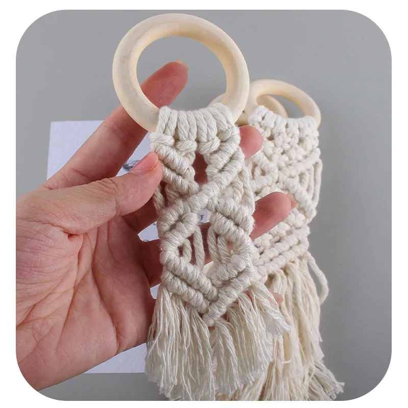 Baby creative toy tooth glue New pure hand-woven cotton rope wood tooth glue baby teeth grinding stick