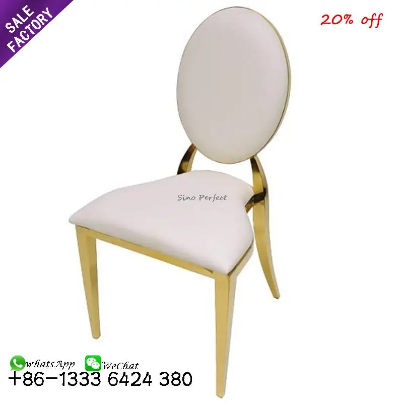 China Factory Luxury Gold Back Stackable Stainless Steel Legs Banquet Wedding Chair For Sale