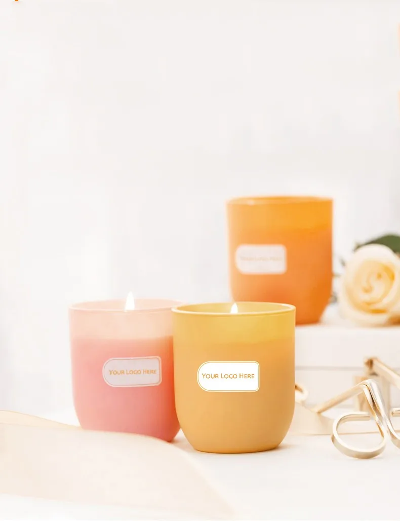 amazon Hot Sell Frosted Glass Jar Soy Wax Scented Candles For Wedding Holiday Home Decoration