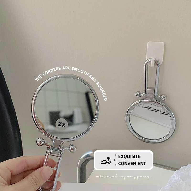 INS Custom Logo Portable Folding Mirror Small Hand Double Sided Pocket Mirror