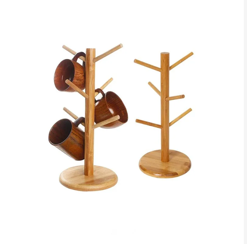 Eco Friendly Creative Organic Wood Tea Coffee Mug Rack Tree Bamboo Cup Holder mug holder