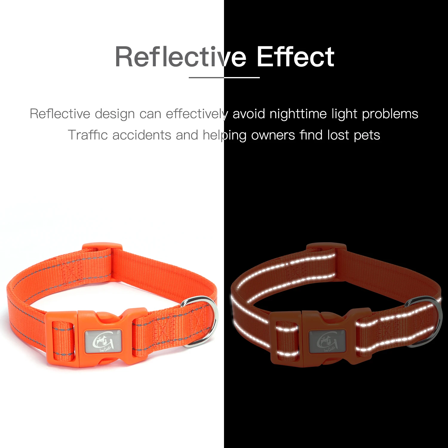 Heavy Duty 12 Colors Plain  Reflective Nylon Dog Collar For Small ,Medium,Large Dogs