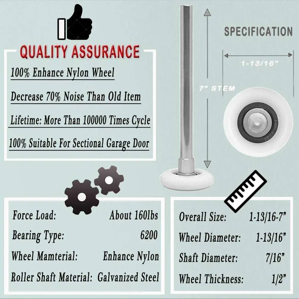 Residential Roller Precision Accessories Sectional Sliding Garage Door Nylon Roller With Stem And Bearing