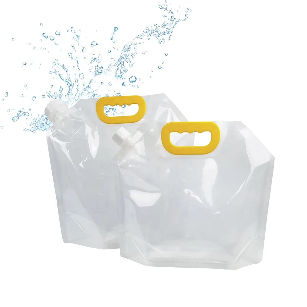 1L-10L spout pouch bag customized printing gallon beverage water bag with plastic handle screw cap stand up nozzle doypack
