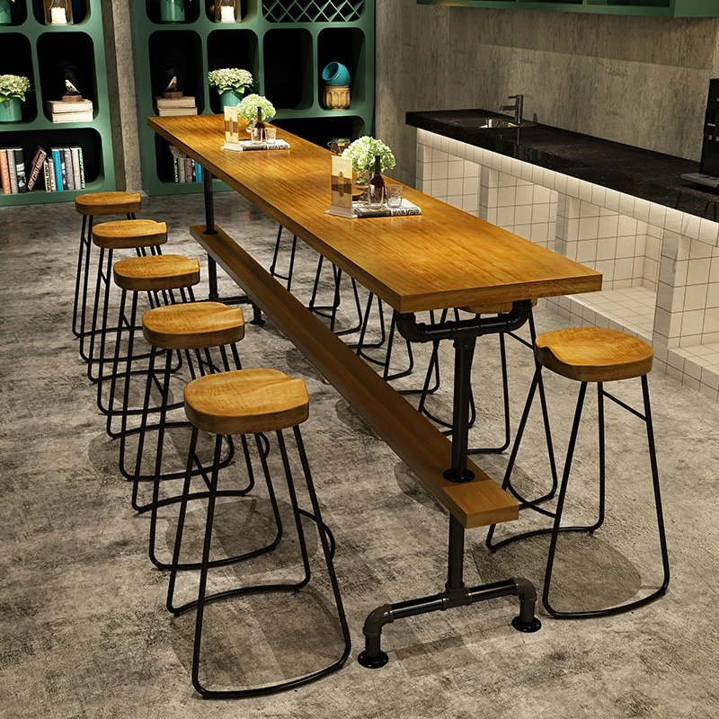 hot selling long high industrial vintage kitchen wood restaurant dining bar table