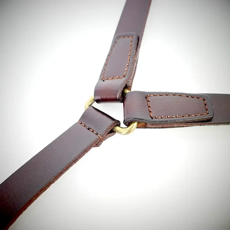 Design Retro Fashion Unisex 3 Clips Y Shape Adjustable Genuine Leather Suspenders for Men