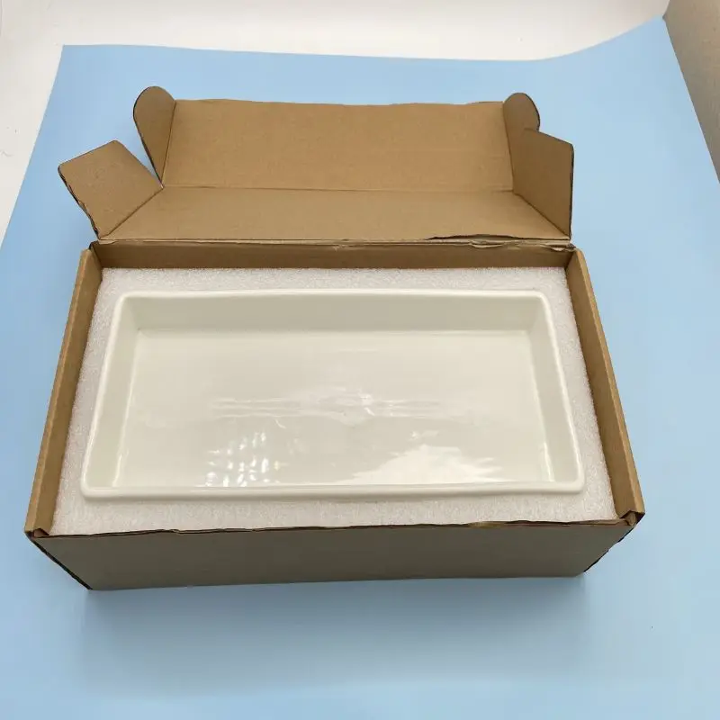 Ceramic serving tray Design Home Hotel Restaurant Custom Food Grade Food Tray for square shape white color