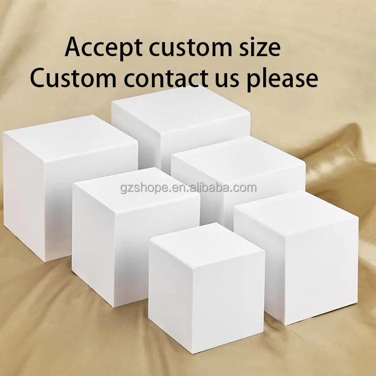 SHP Custom A Set of 4 pieces Acrylic Display Cube Sets For Wedding Party White Acrylic Catering Buffet Risers For Cake