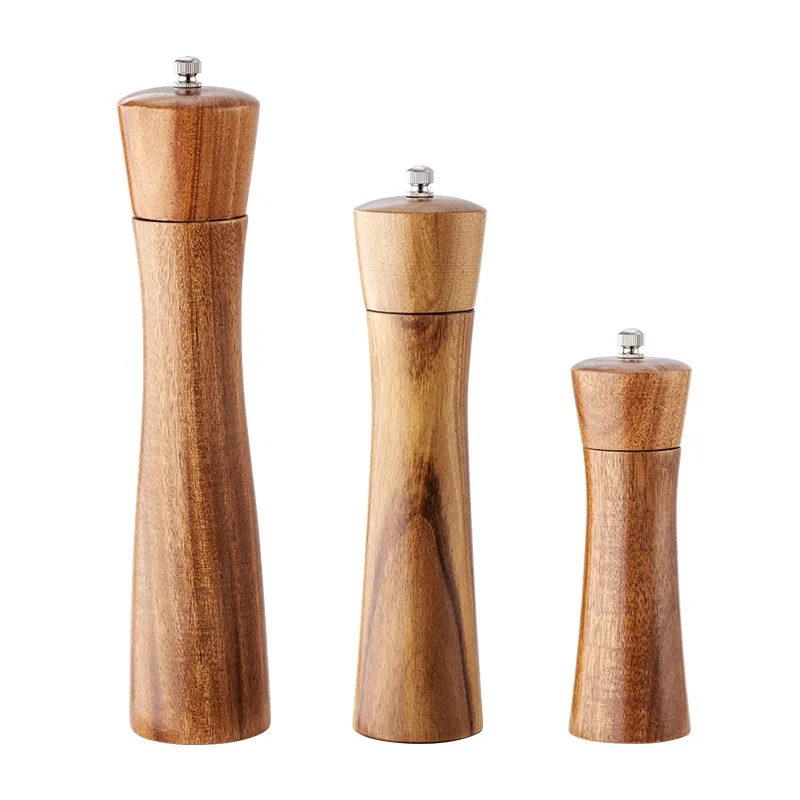 6/8/10 inch Wooden Pepper Grinder Mill Manual Acacia Wood Pepper Mill