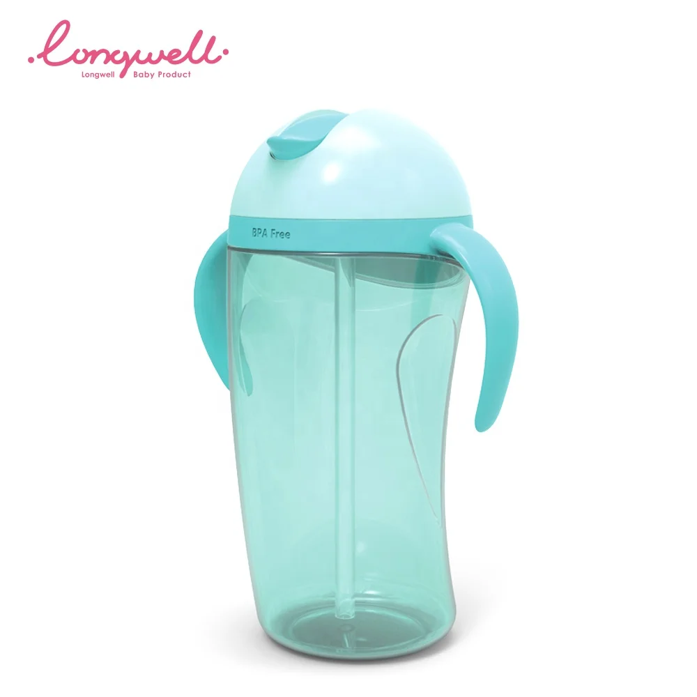 
Ningbo Longwell Custom PP Water Bottle Baby Flip Lid Straw Silicone Grips BPA Free Bottles Training Cup Drinking 100% Food Grade 