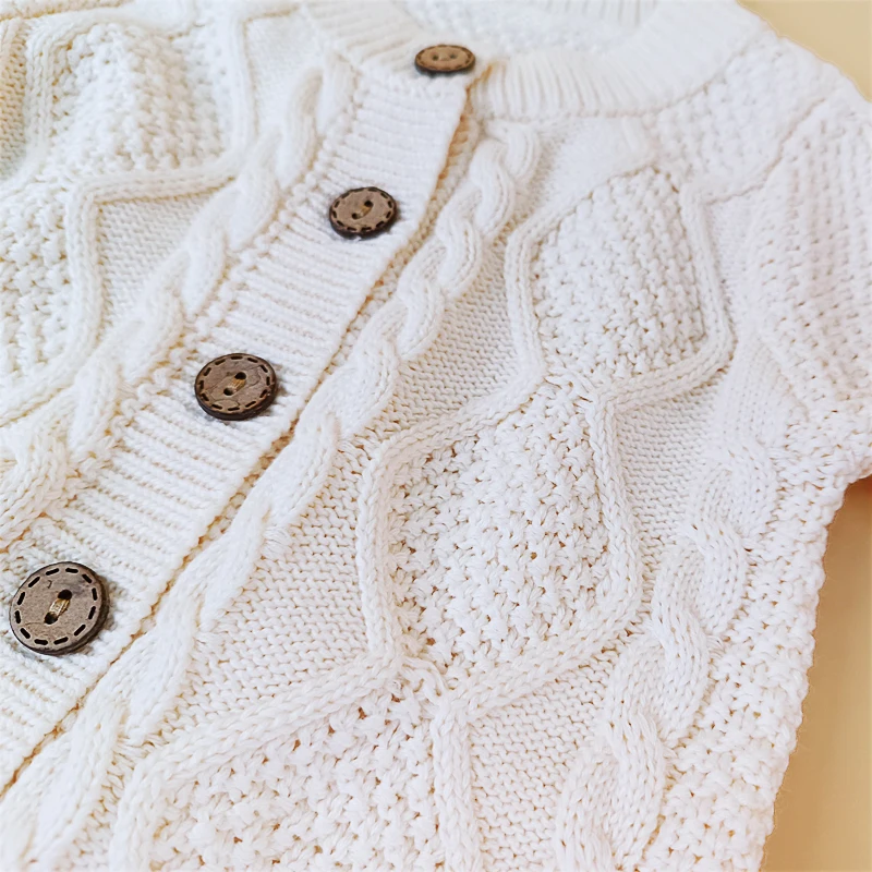 Paleo Baby Knitted Cotton Romper New Born Long Sleeve Solid Color Winter Onesies Warmth Infant Jumpsuit Rompers Clothes