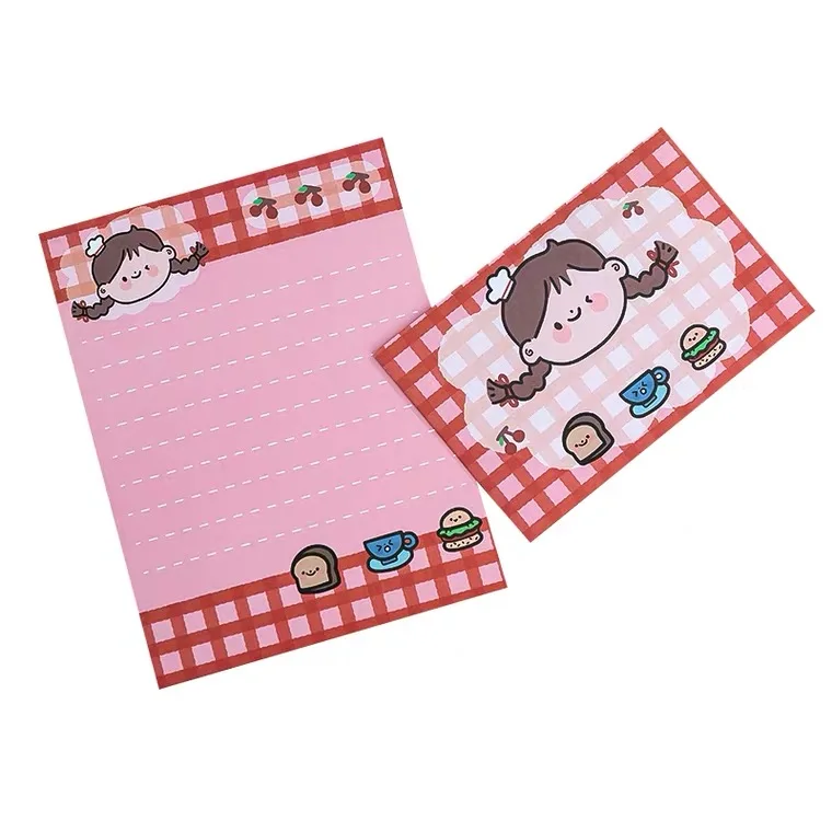 Wholesale Custom Cartoon Design Eco-friendly Thank You Cards Paper Envelope Letter Writing Mailing Envelope Set