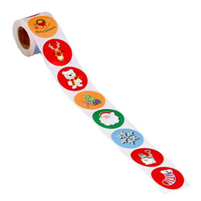 Customized roll transparent hot stamping stickers Christmas stickers holiday gift stickers