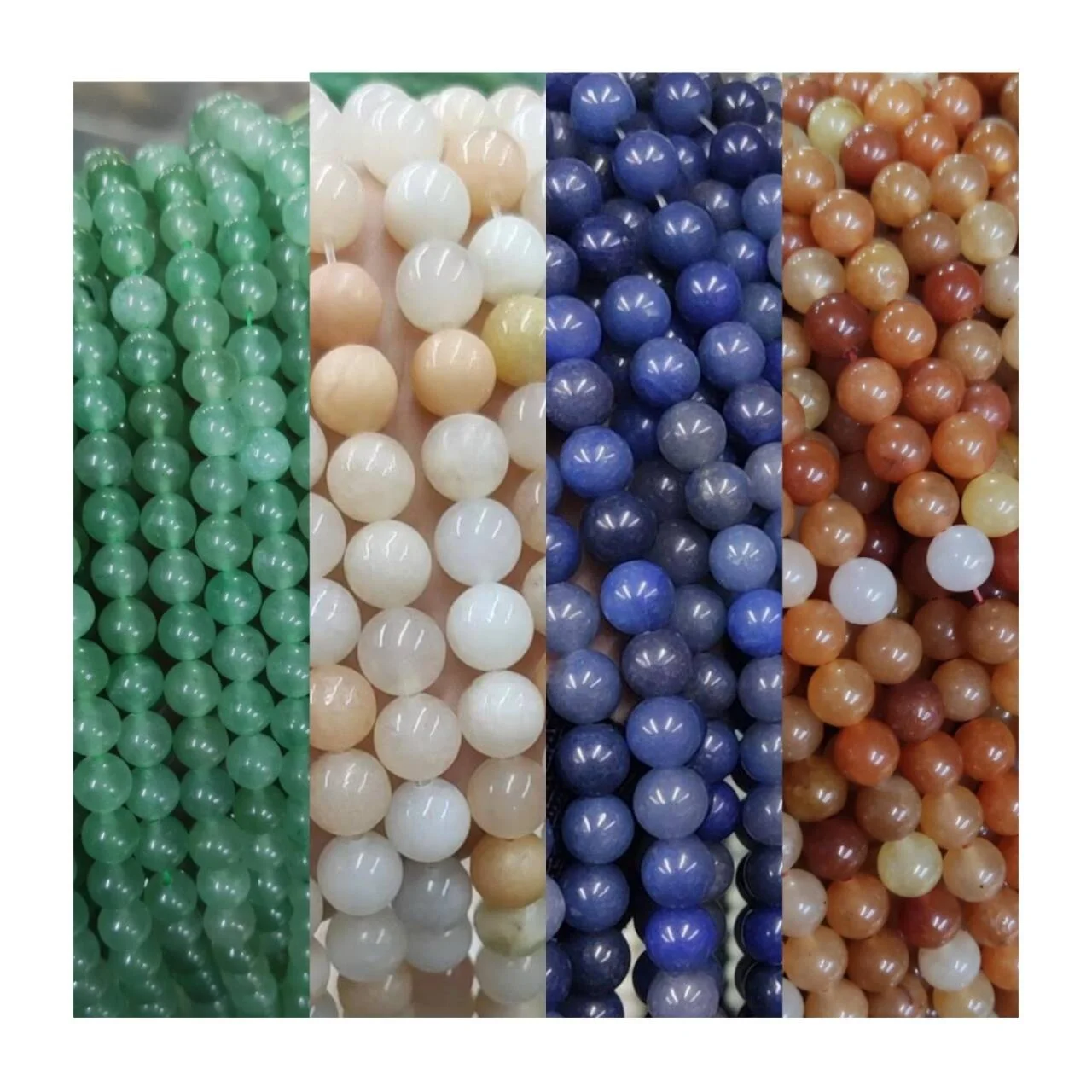 YMJ Assorted Stone Beads 6mm 8mm 10mm Natural Blue Green Pink Red Aventurine Round Loose Mixed Beads in Bulk for Jewelry Making