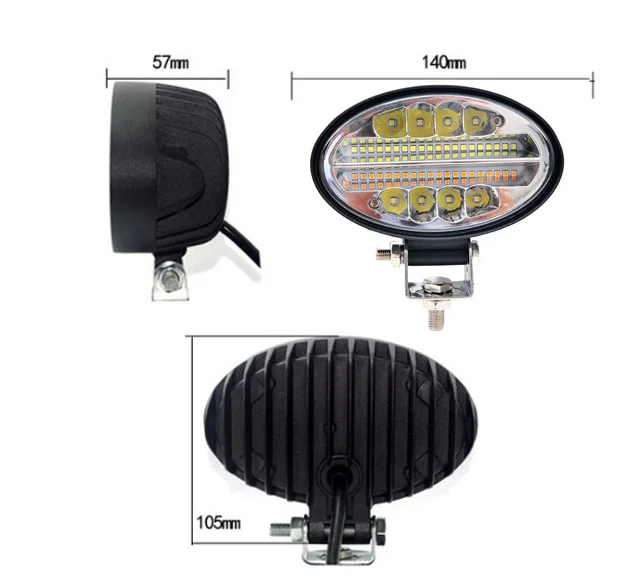 LED oval yellow, white, red and blue flash work spotlights off-road modified  A-pillar lights