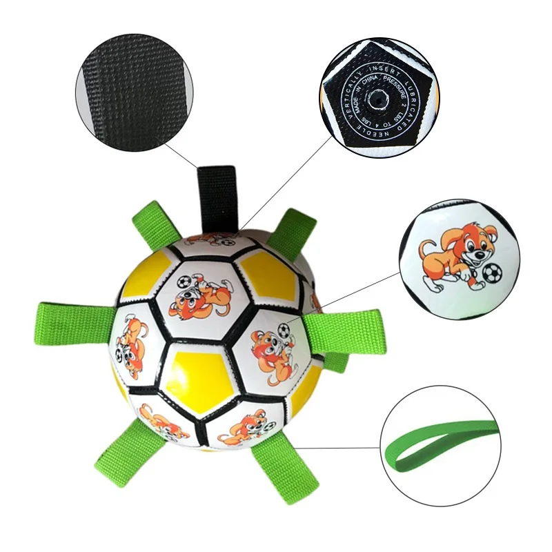 Pet soccer training chews ball cute prints bite-resistant interactive dog football toy for dog outdoor playing