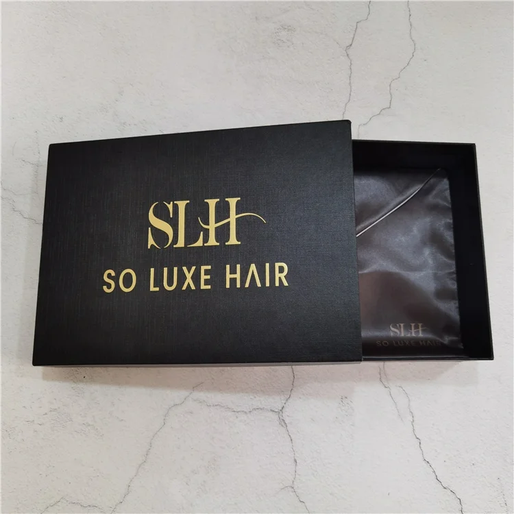 Custom Luxury Silk Bags For Hair Extensions Folding Satin Envelope Pouch For Wedding Hair Accessories Packaging boxes Luxury Wig