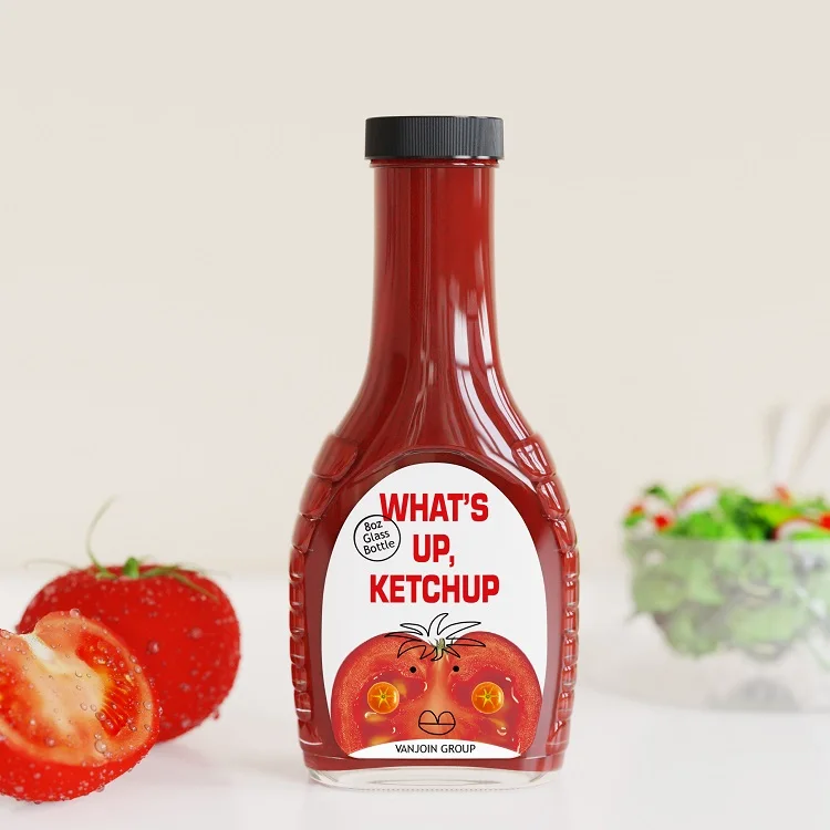 250ml 8oz New arrival Custom Glass Restaurant Containers Glass Salad Dressing Bottles for Food Service with Plastic Screw cap