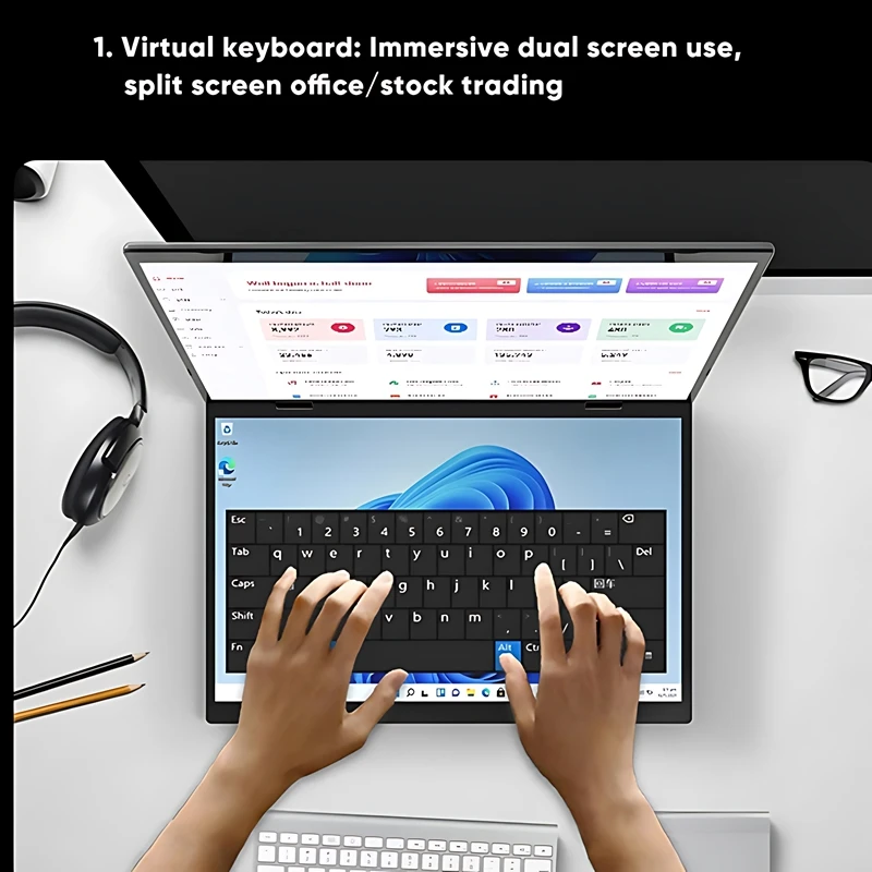 New Factory Custom Ultra Thin Metal laptop 14 + 14 Inches IPS Touch Screen Intel 12th N95 Foldable YOGA Laptop For Office Home