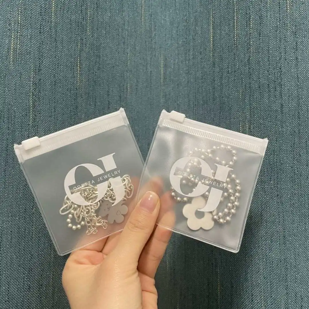 PVC Plastic Zipper Frosted Jewelry Bag with Logo Mini Ziplock Jewelry Pouch for Ring Accessories Packaging