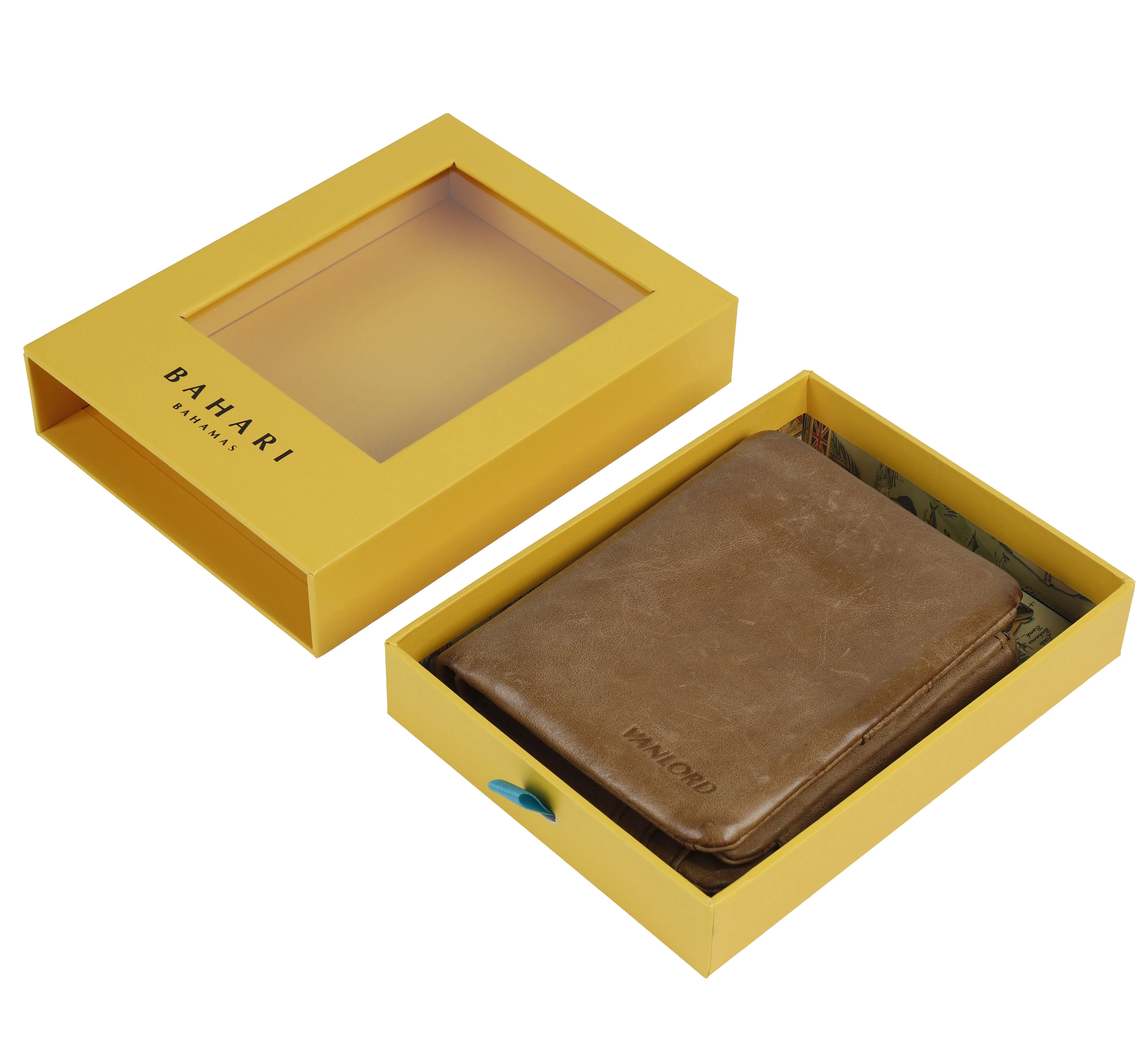 New clear window packing box paper wallet packaging box small minimalist wallet gift box for men wallet