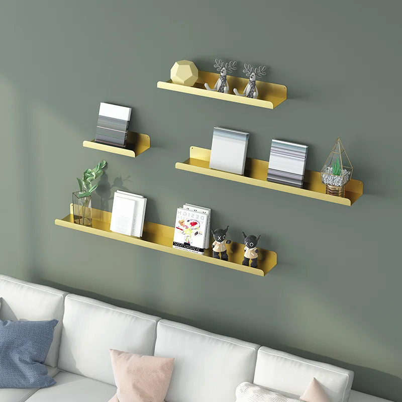Amazon Hot Sell Nordic Metal Partition Wall Mount Shelf Hanging Bookshelf Floating Shelves