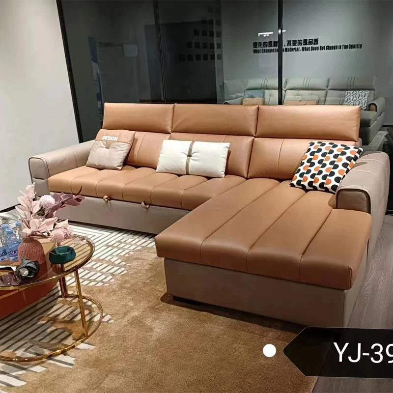 Modern sofa bed living room furniture expandable L-shaped MIcrofiber fabric sofa retractable corner sofa