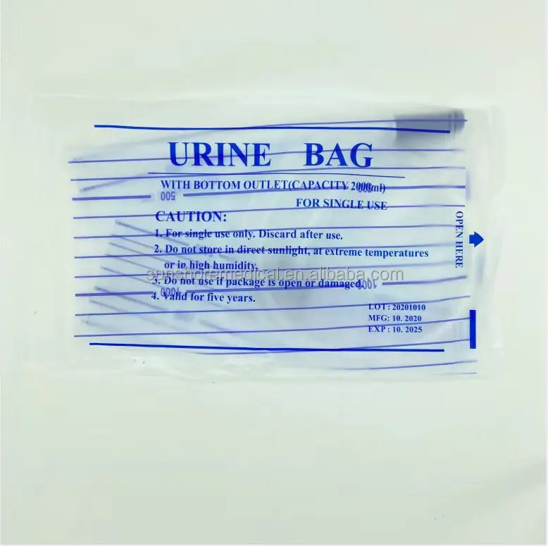 Low Price PVC 2000ml Urine Collection Bag Factory CE ISO Approved with Push Pull /T-Tap Valve and Hook