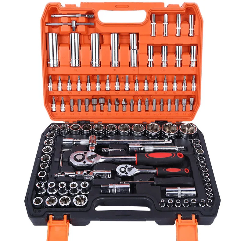 Набор механических гаечных ключей с храповым механизмом Cr-V комбинированных инструментов наборы ручных для ремонта автомобилей мотоциклов и велосипедов 108 шт.