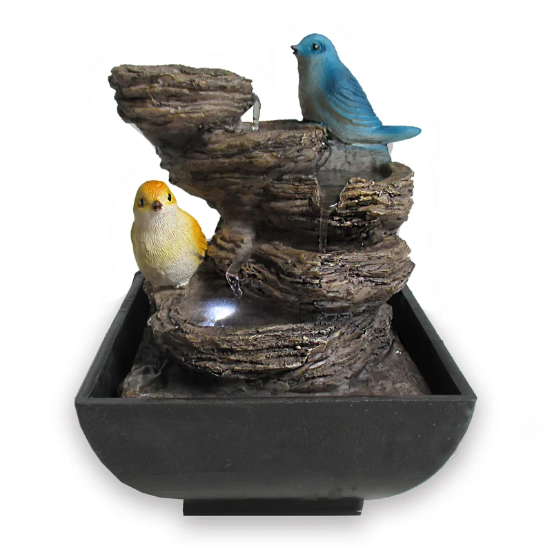 resin birds table top indoor water fountain waterfall feature