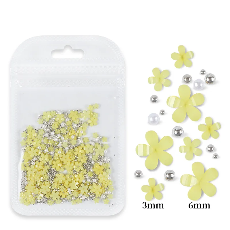 Colorful Resin Flower Nails White pink Jewelry Beads DIY Nail Art Decoration 3d Acrylic Flowers for Nails