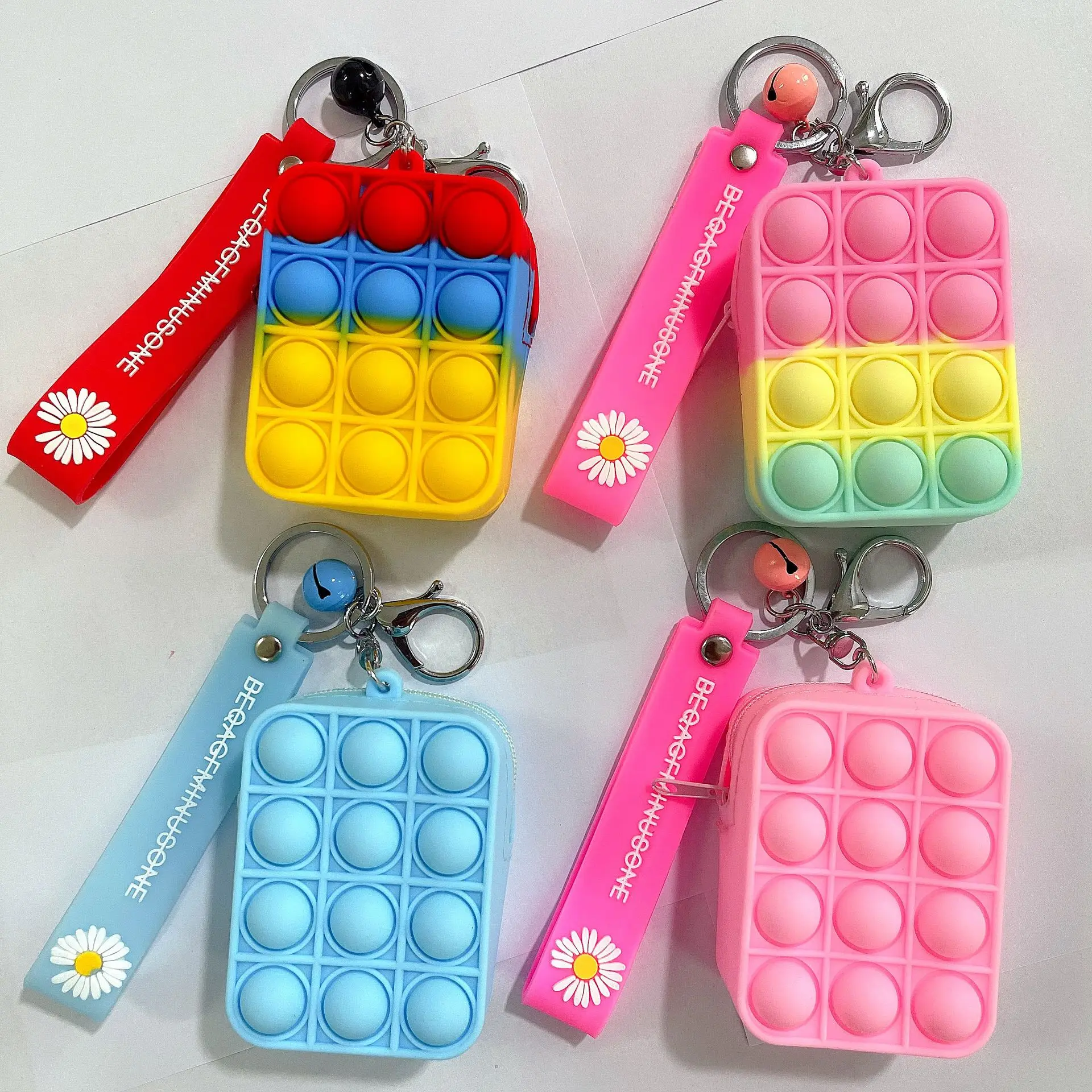 Pop Purse Juguete Pop Inquieto Girls Cute Mini Soft Silicone Bag Key Chain Pop Bubble Rainbow Colourful  Other Toys Coin Bag