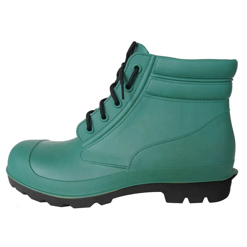 CE oil acid alkali resistant waterproof ankle pvc rain shoes anti slip steel toe mid plate ankle pvc safety rain boots