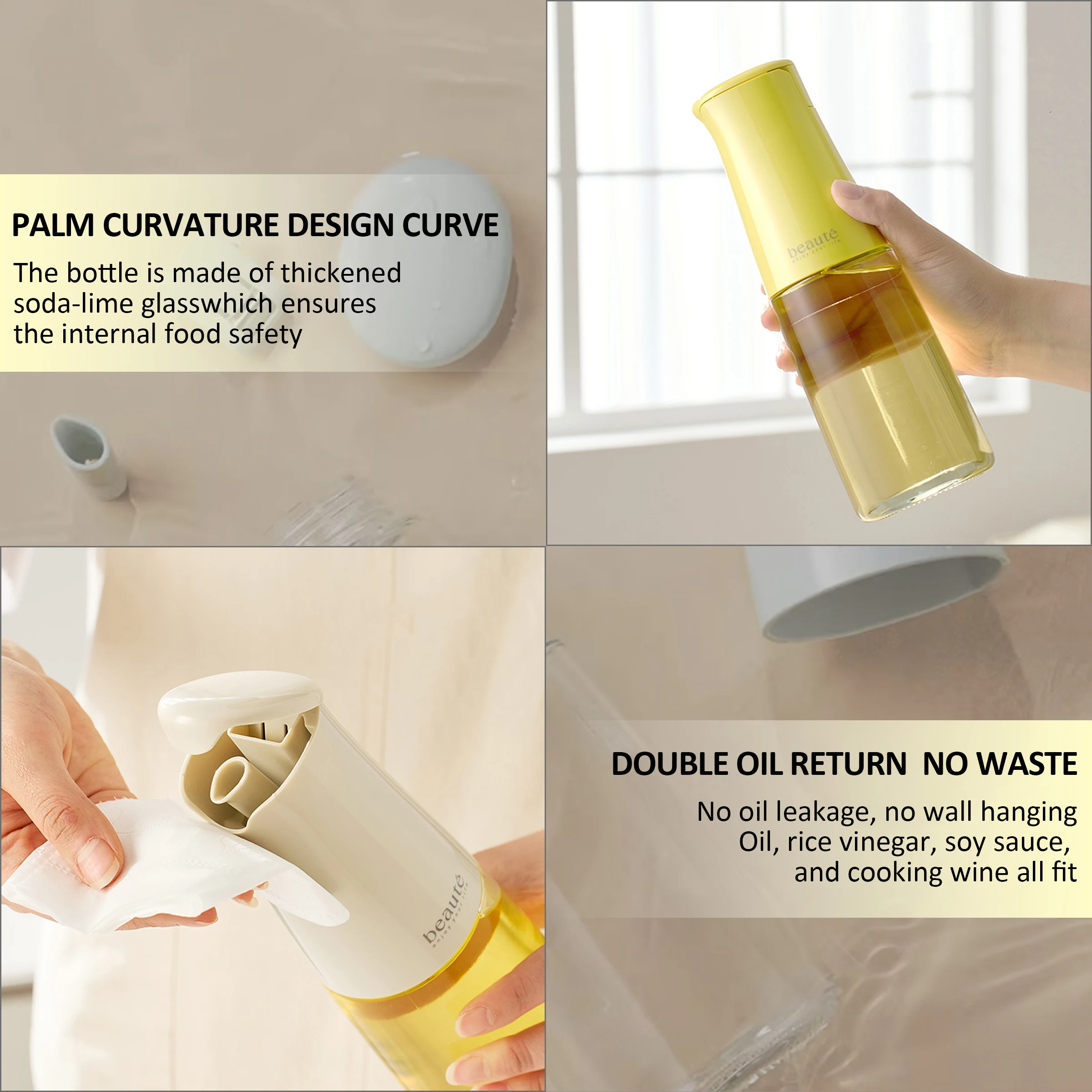 Горячее использование для домашнего использования автоматическое открытие и закрытие гравитационный стеклянный масляный горшок с крышкой бутылка приправы уксуса масла