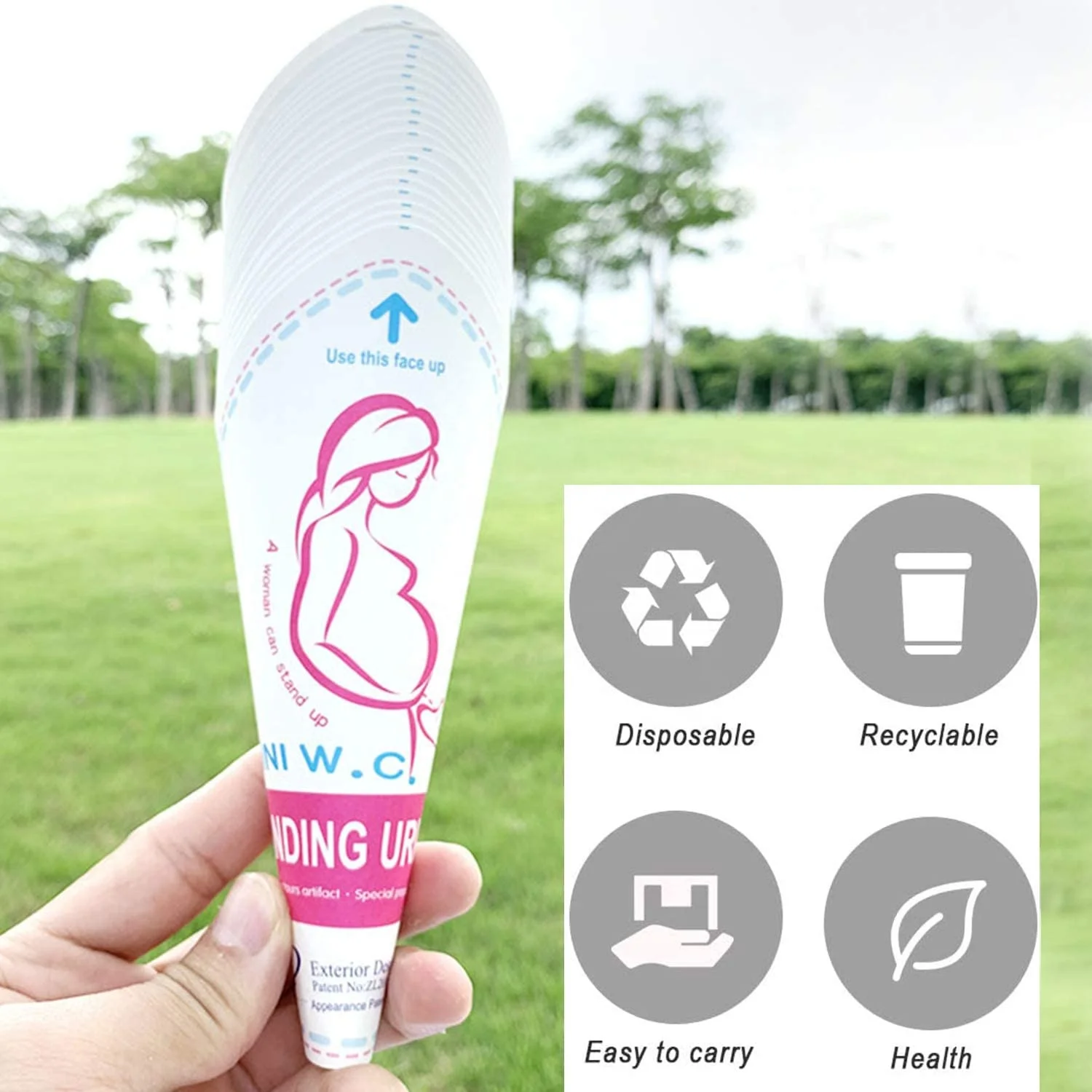 Disposable Female Paper Urinals Outdoor Women Standing Pee Funnel
