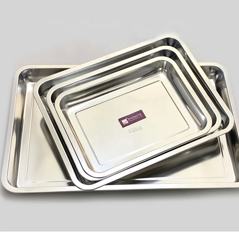 SS304 tray stainless steel square serving tray 36*27*2cm
