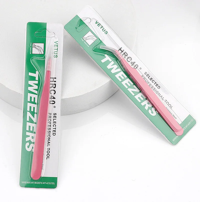 Vetus Pink Stainless Steel Eyelash Tools Eyelash Extension Tweezers