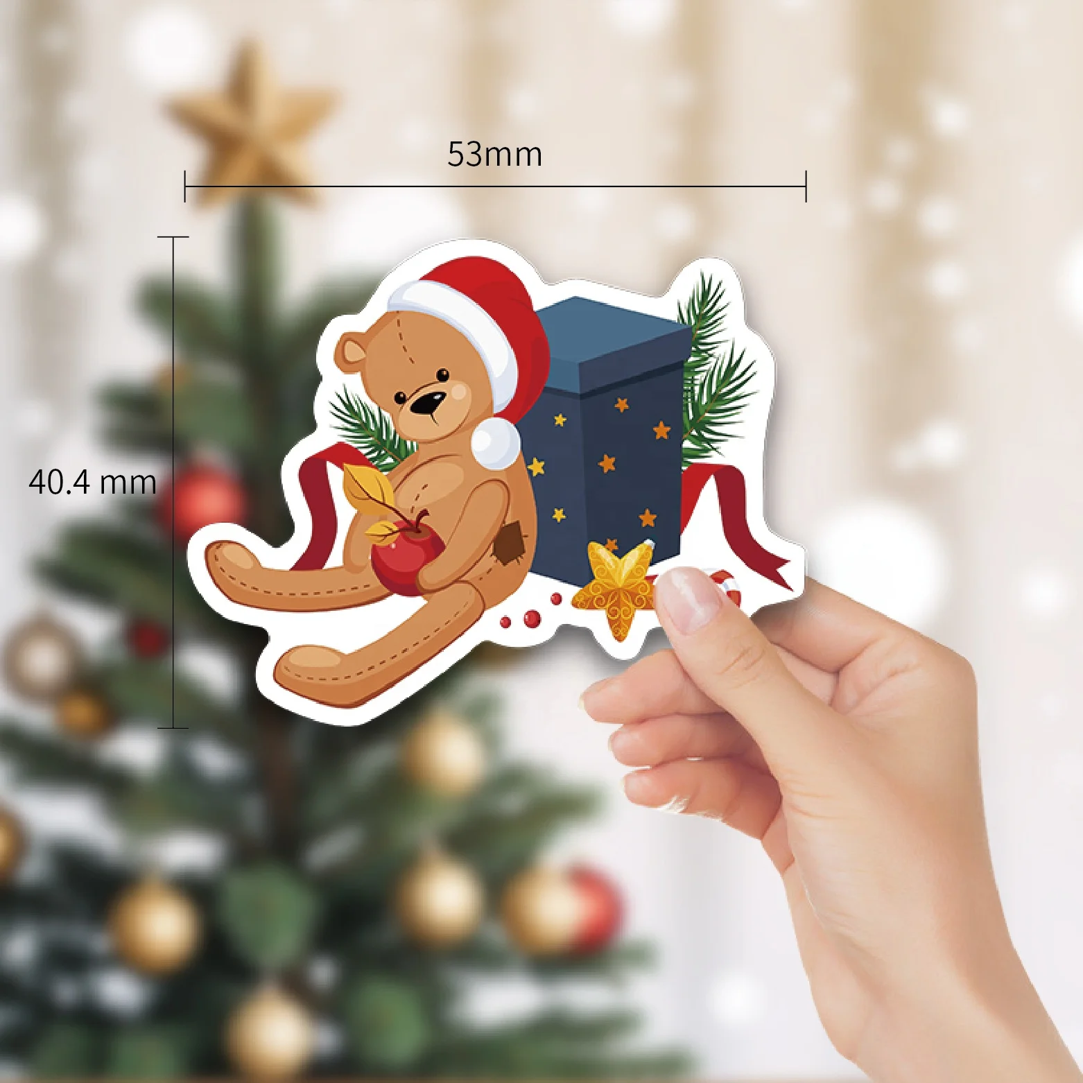 China manufacturer 50pcs custom design logo adhesive vinyl die cut stickers for Christmas decoration