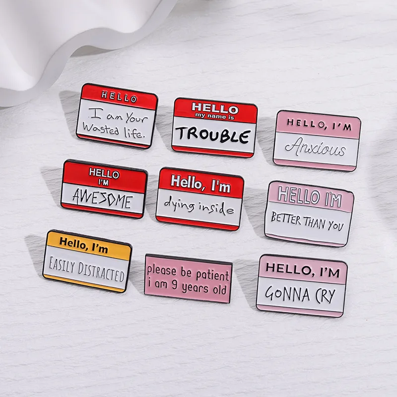 Creative Cartoon Funny Dialog Box brooch English Alphabet Letters Soft Enamel Lapel Pin