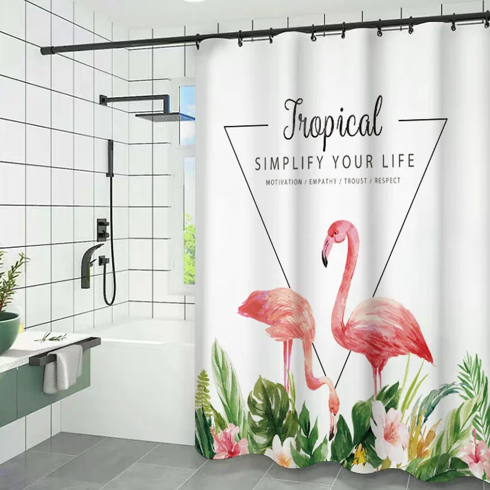 
Flamingo Deer Girl Shower Curtains Waterproof Polyester Bathroom Curtain Ruffle Curtains For Bathroom With Hooks 
