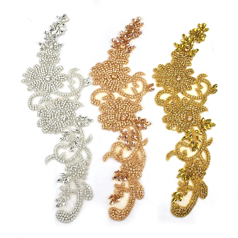 Big silver gold and champagne rhinestone applique for wedding Accessories WRA-1006
