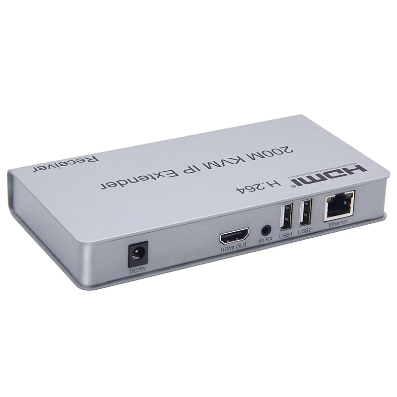 Vitalforce Metal Housing 200M HDMI Extender Over IP With KVM In Silver Color Cat6 HDMI Extender VGA Extender