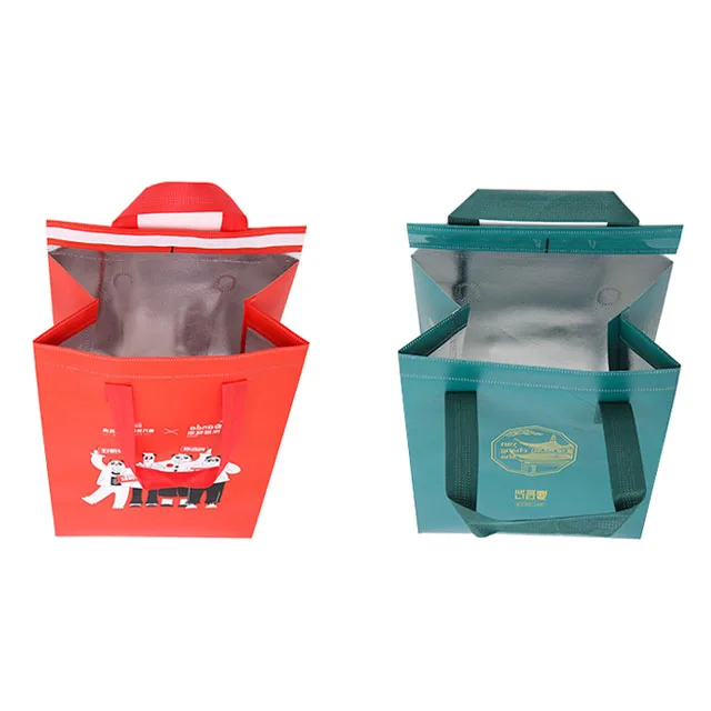 Custom Logo Color Printing None Woven Fabric Take Away Bags Wholesale Bags Reusable Warm Keeping Take Away Bags