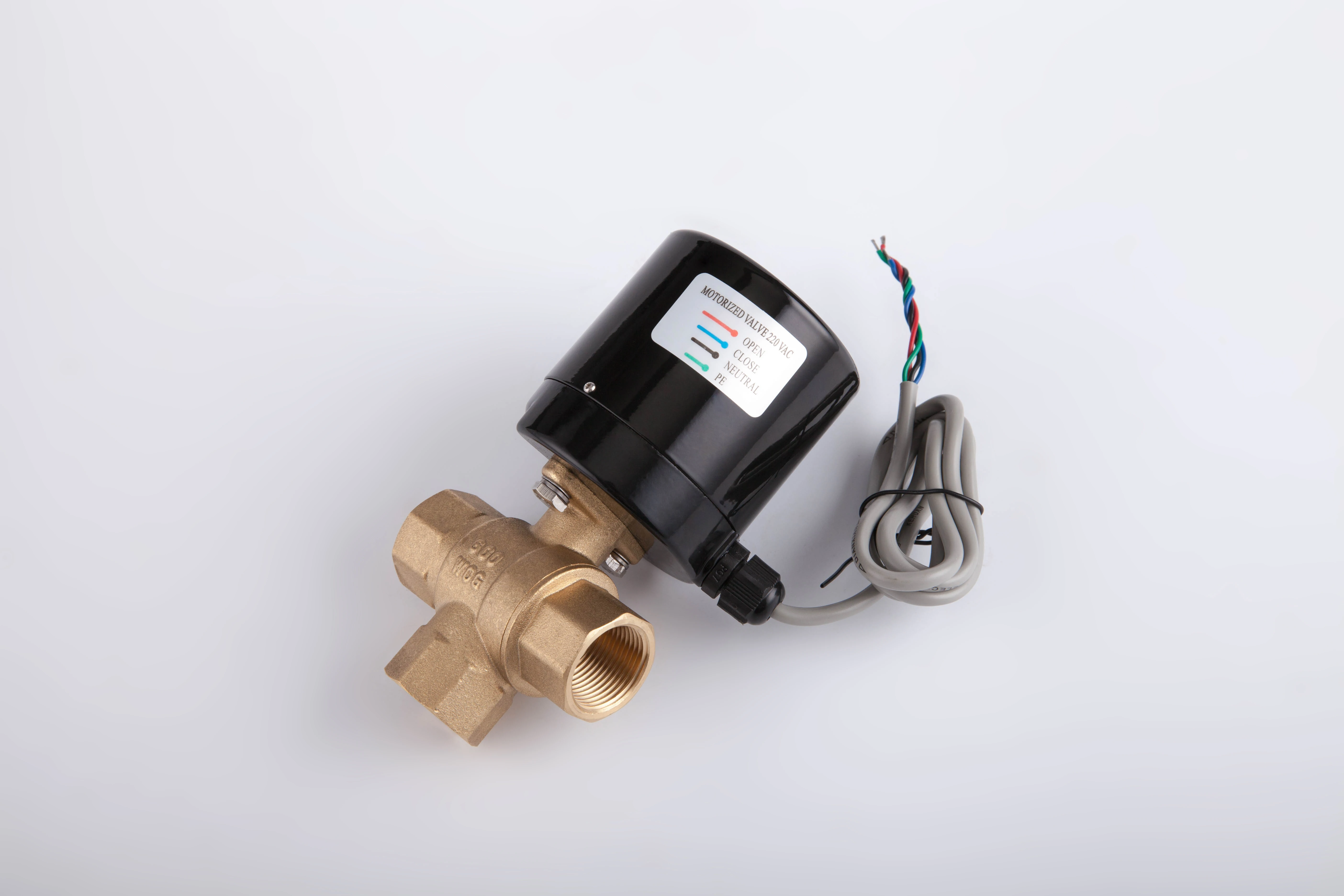 Ac dc service 220v 110v 24v brass water shut-off 3 way electric actuator ball valve