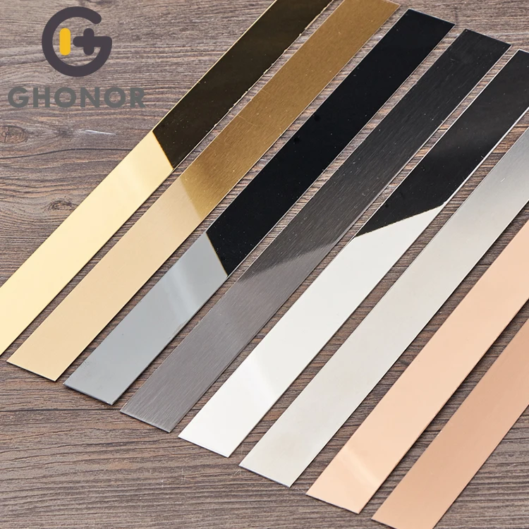 Stainless Steel Tile Trim Profile Mirror Brushed Flat Trim Silver Rose Gold Stainless