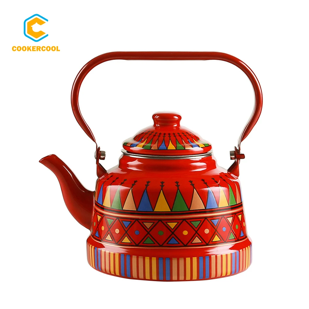 Горячая Распродажа от производителя Cookercool 1 л 7 2 5 чайный чайник с красной эмалью набор